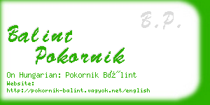 balint pokornik business card